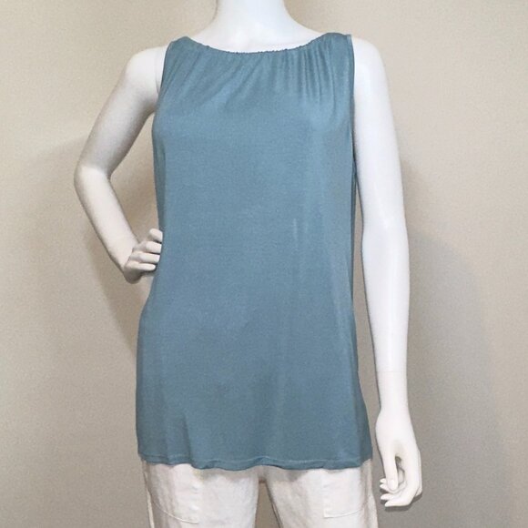 KRISA: NWT, Shirred Halter Top, Size - L, Color - Foam/Turquoise, MSRP - $99 - Picture 2 of 5